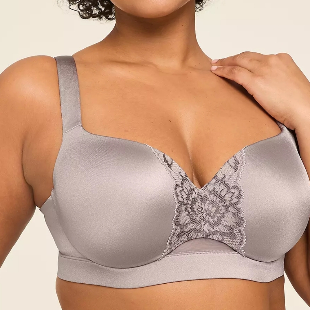 Lane Bryant Cacique Comfort Bliss Metallic Silver Gray Underwire Bra 48DDD NWT